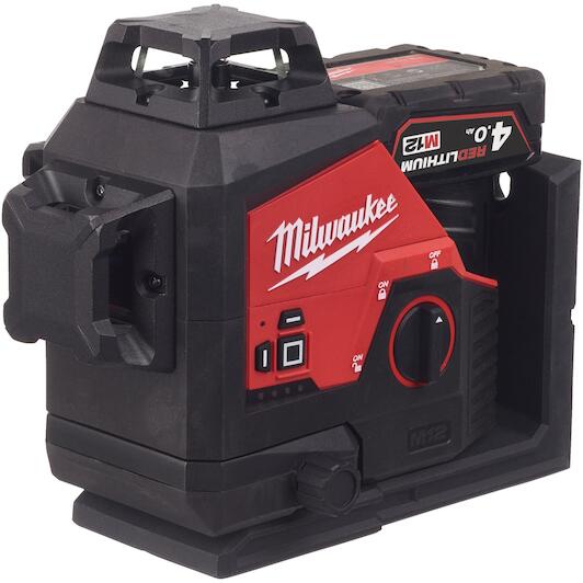 Milwaukee M12 3PL-401C 12V Grön Rotationslaser – Kit 4,0Ah + väska