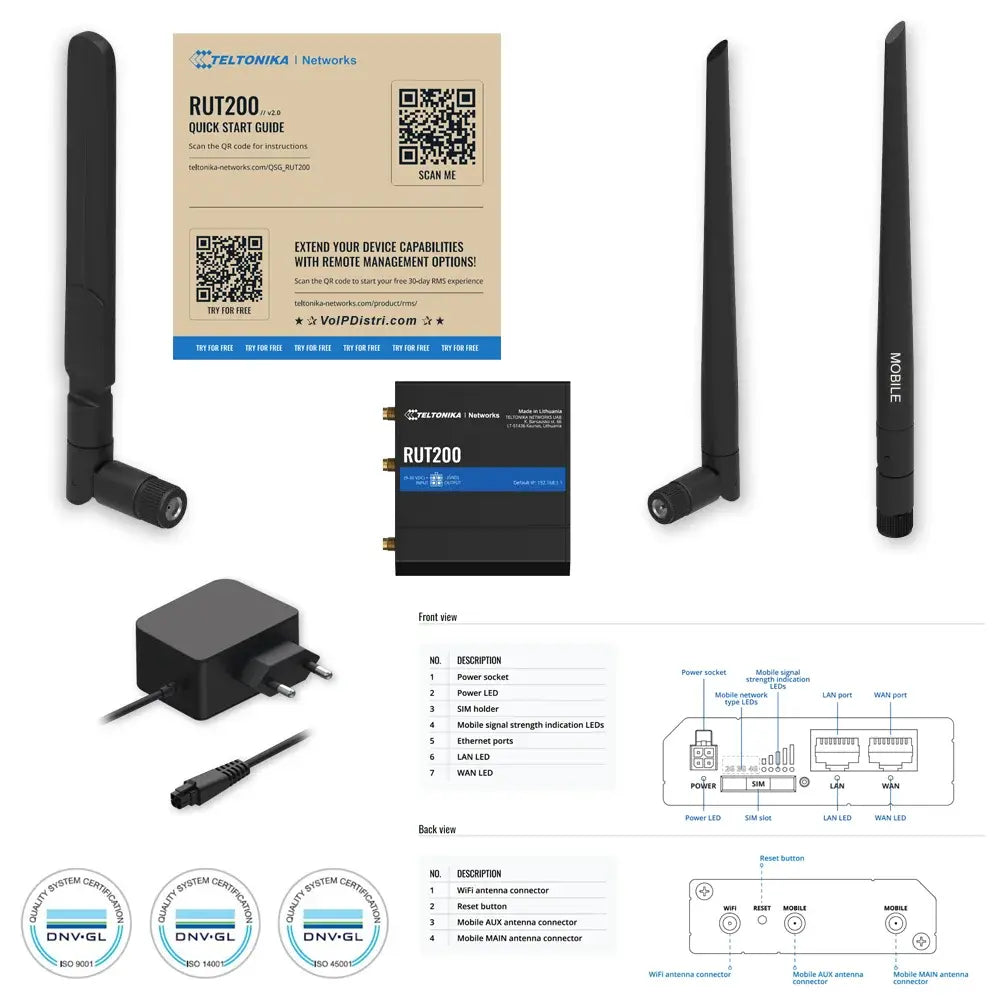 Teltonika RUT200 Industriell Trådlös LTE Router
